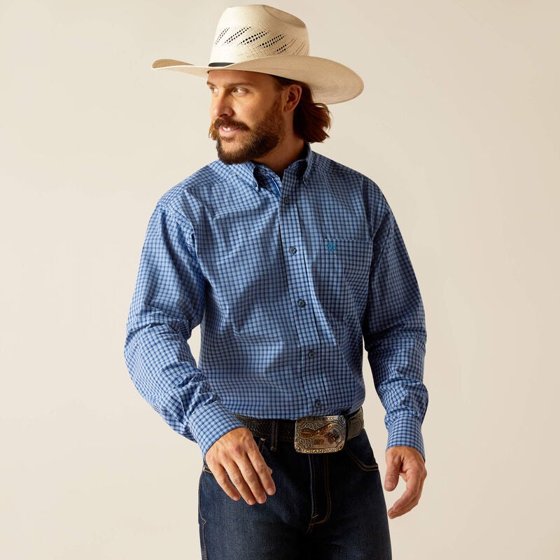 ARIAT Men's Pro Perrin Long Sleeve Shirt - Blue, Moisture-Wicking, Sun Protection, Breathable Work Shirt - View #6