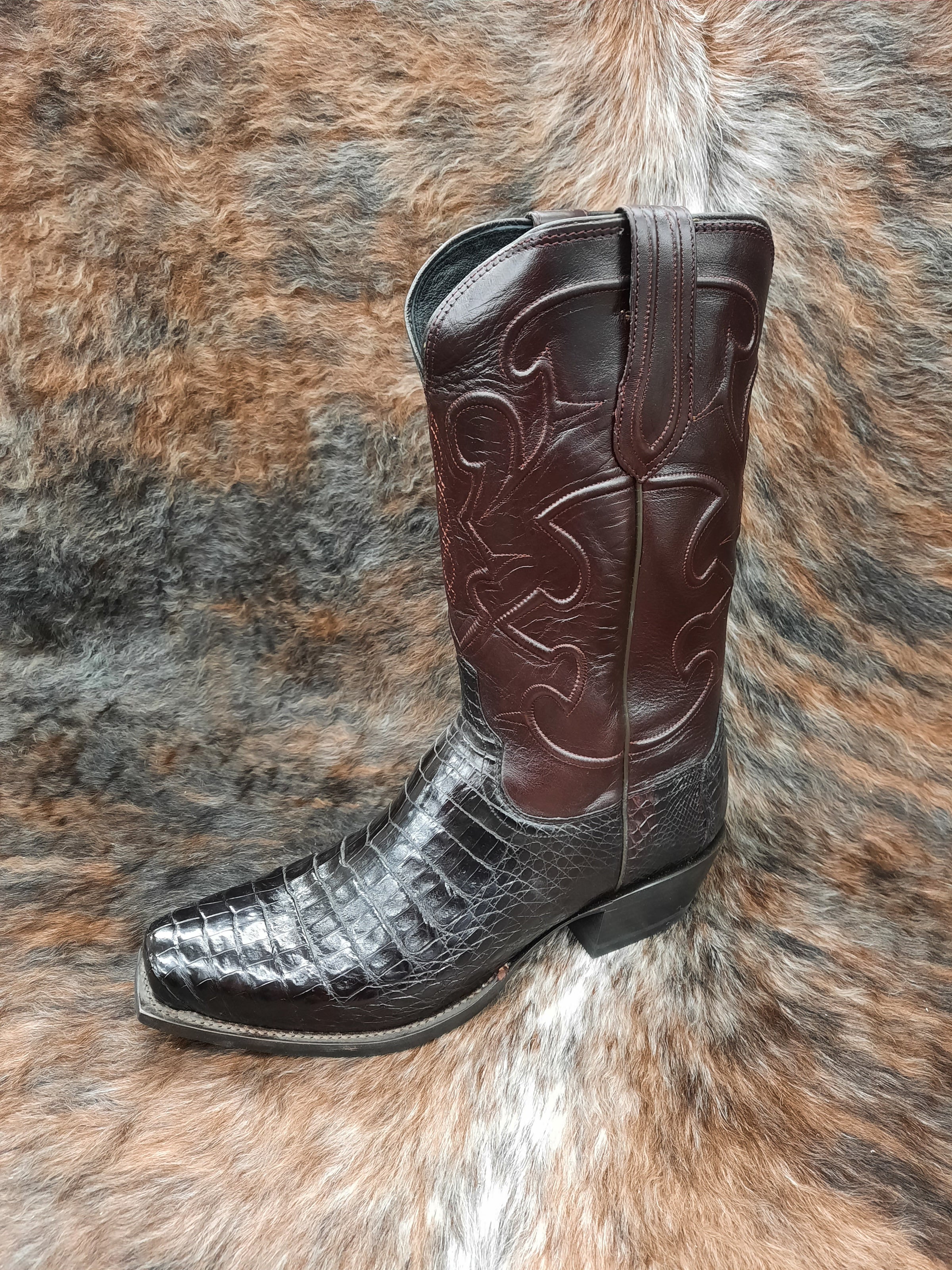 Black Cherry Lucchese Western Boots LUCCHESE 1637 MEN'S CROC BELLY