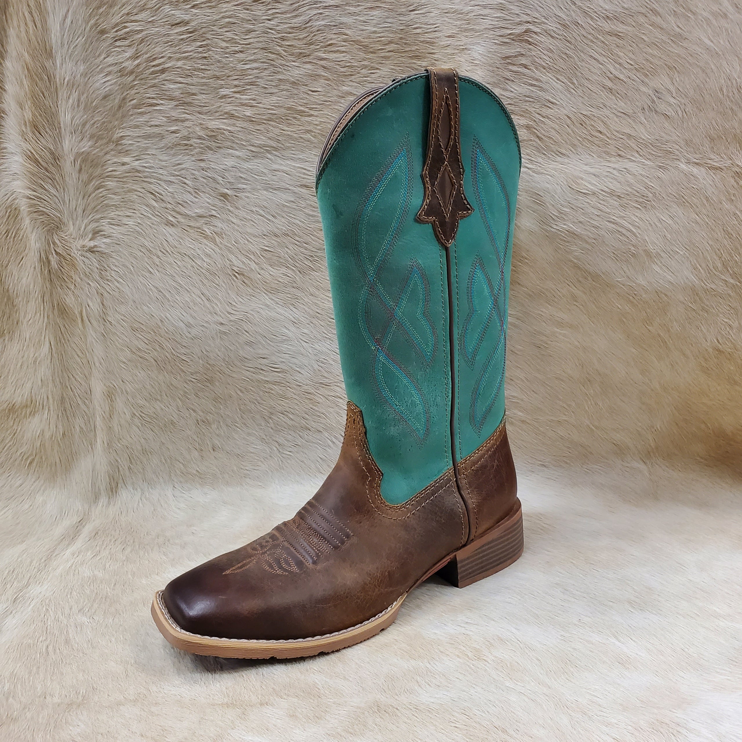 JUSTIN L2968 LADIES BREAKAWAY TAN TEAL BOOTS Young s Western Wear