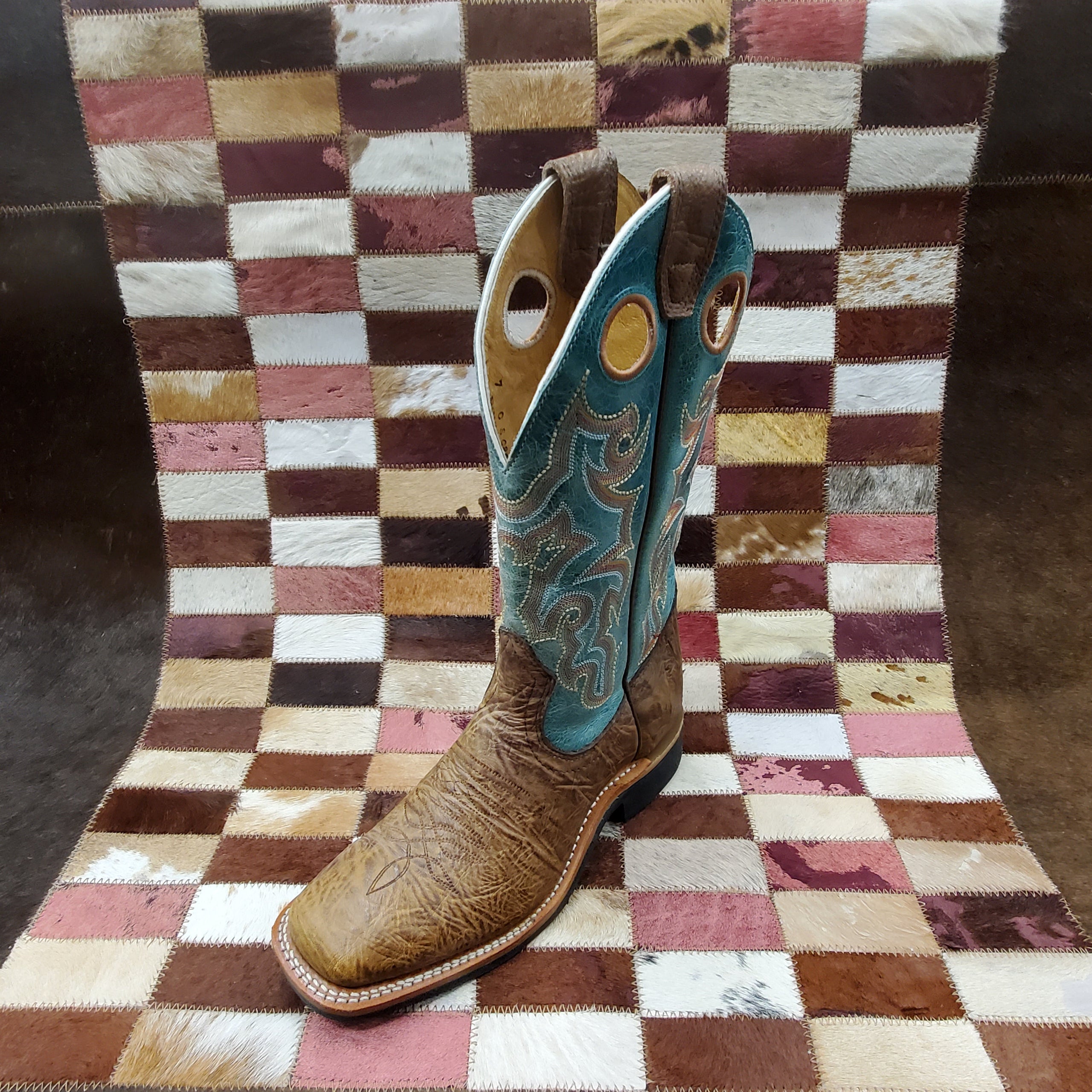 Teal square toe hot sale cowgirl boots