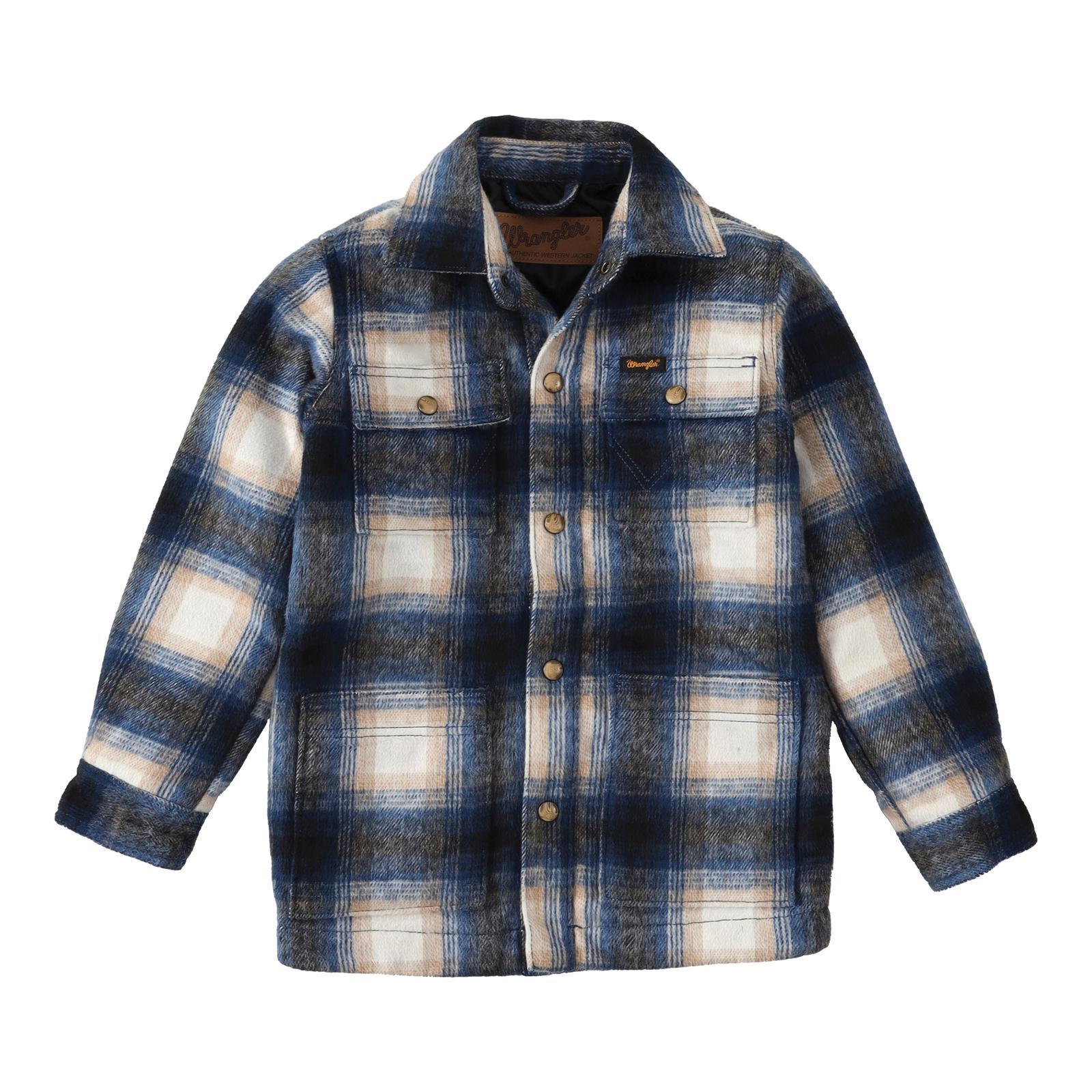 Giacca Wrangler Denim Ragazzo - Blu Sherpa Lined - Chiusura A Bottone, Stile Italiano, Manica Lunga